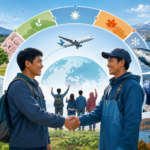 農業と漁業における季節型育成就労と毎年の一時帰国を表すイメージ
