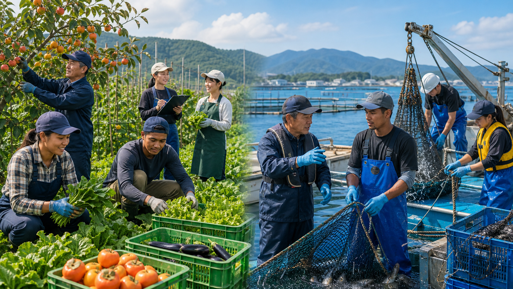季節型育成就労の対象となり得る農業と漁業の仕事