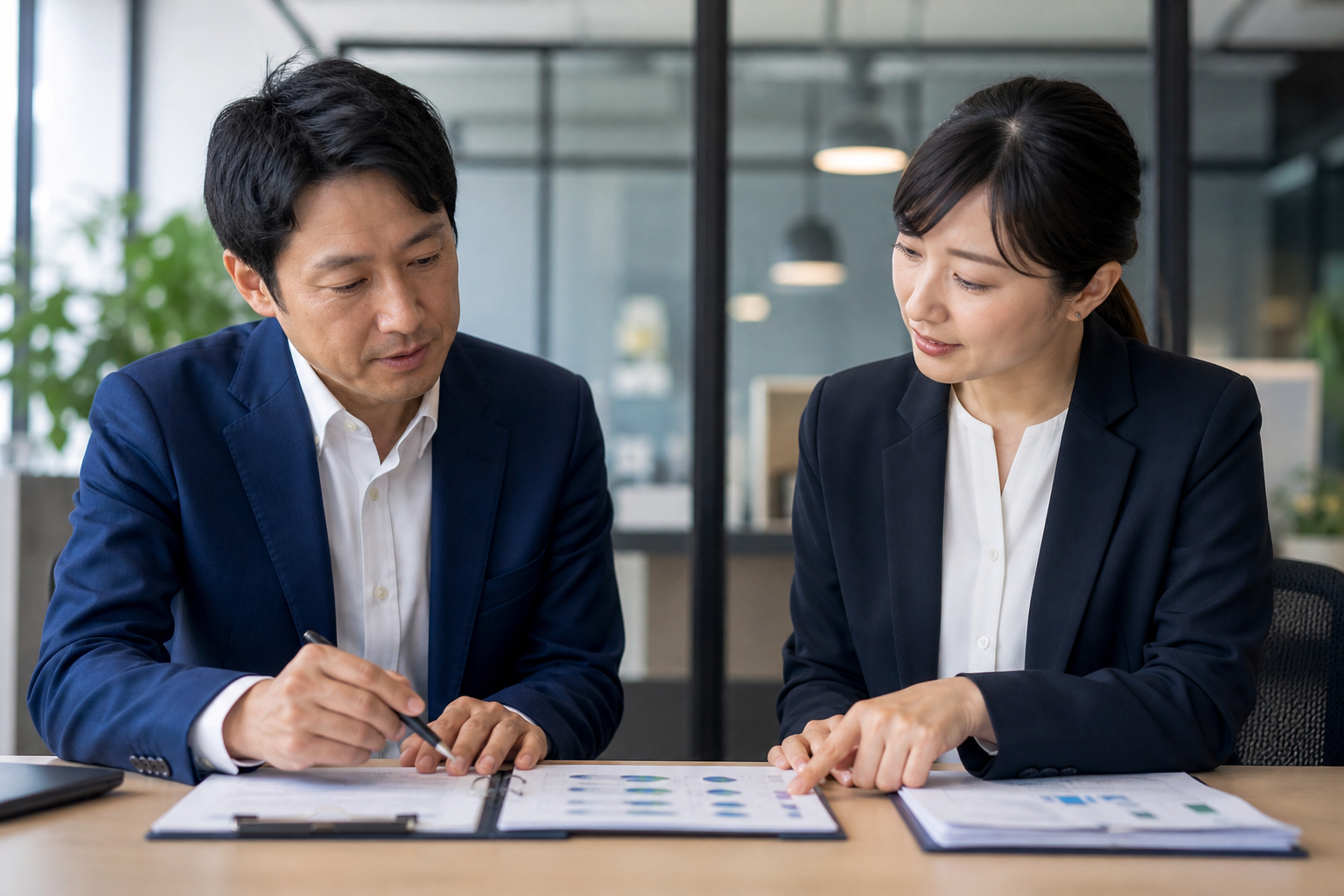 受入れ企業と登録支援機関が役割分担を確認する様子