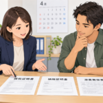 特定技能の転職申請で3種類の税関係書類を確認する人事担当者と外国人社員
